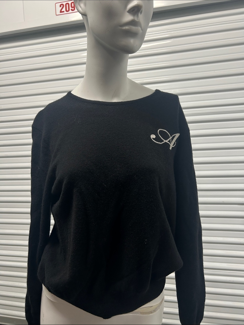 Liz Claiborne Black Long-Sleeve Pullover with Embroidered Accent